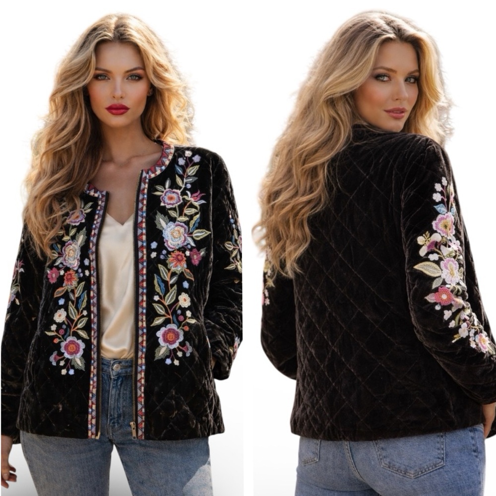 Johnny Was Mahea heavily embroidered quilted accented jacket NWT